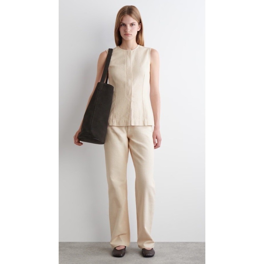 COS  Cord Canvas Chalk Cream High Rise Straight Leg  Full Length Jeans Size 32‎